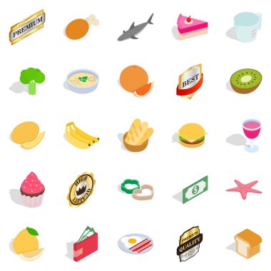 Bakkal dükkanı Icons set, izometrik stili