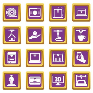 3D baskı simgeler mor ayarla