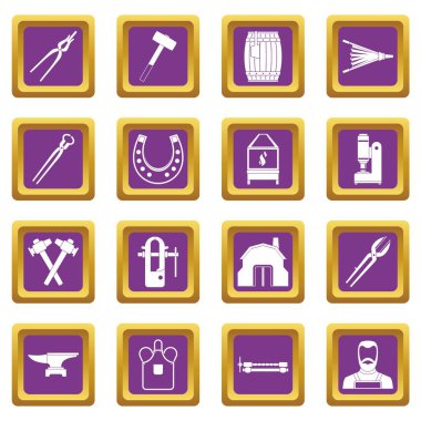 Mor demirci Icons set