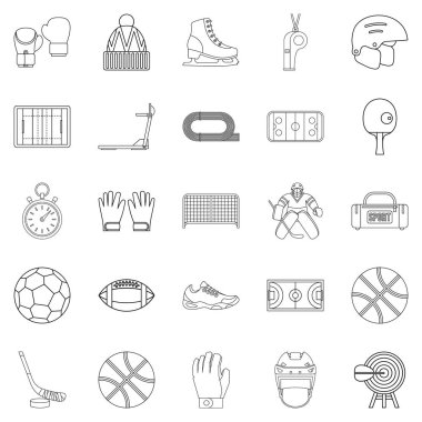 Futbol alanı Icons set, anahat stili