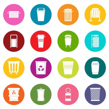 Çok renkli çöp konteyner Icons set