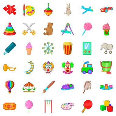 Eğlenceyi Icons set, karikatür tarzı