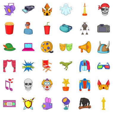 Sinematografi Icons set, karikatür tarzı
