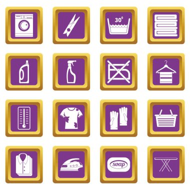 Çamaşırhane simgeler mor ayarla