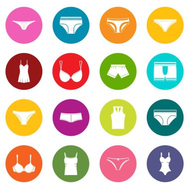 Çok renkli iç çamaşırı öğeleri Icons set
