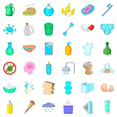 Icons set yıkama, karikatür tarzı