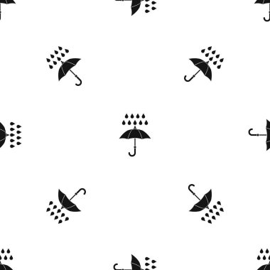 Şemsiye ve yağmur sorunsuz siyah desen