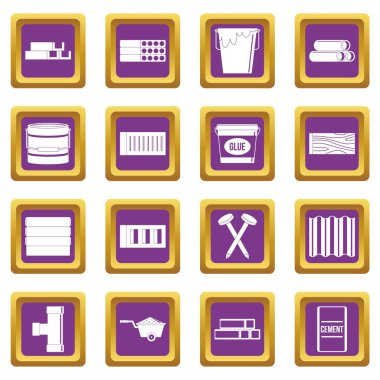 Malzemeler simgeler bina mor ayarla