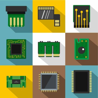 Farklı yonga simgeler kümesi, düz stil