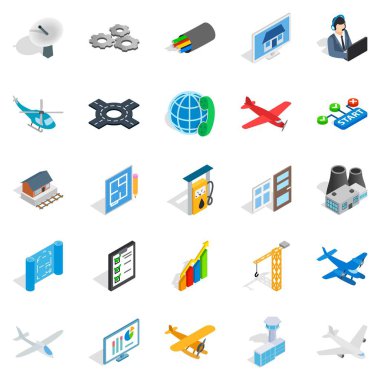 Makine Mühendisliği Icons set, izometrik stili