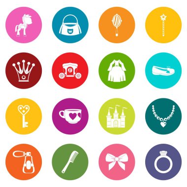 Bebek Prenses çok renk ayarla simgeler öğeleri