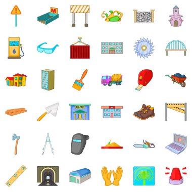 Beton Mikser Icons set, karikatür tarzı