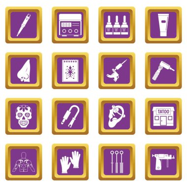 Dövme salonu simgeler mor ayarla