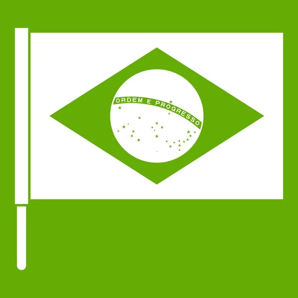 Drapeau du Brésil icône verte — Image vectorielle