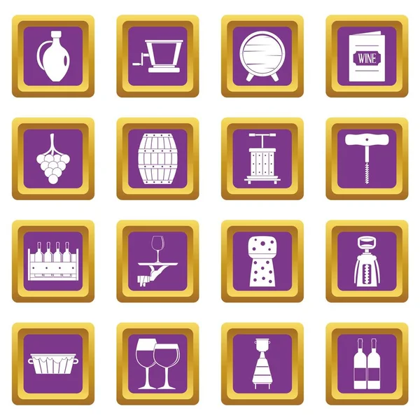 Conjunto de iconos de vino morado — Vector de stock