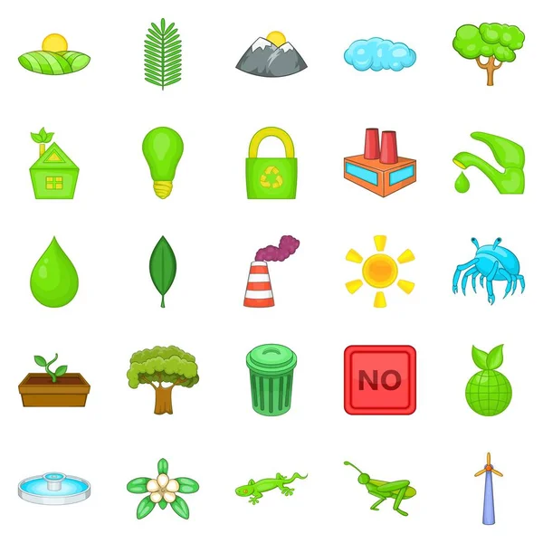 Eco icons set, cartoon stil — Stockvektor