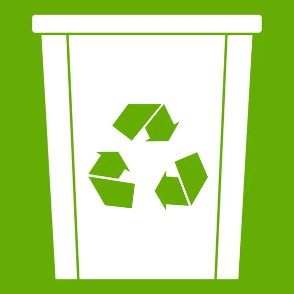 Papelera con símbolo de reciclaje icono verde — Vector de stock