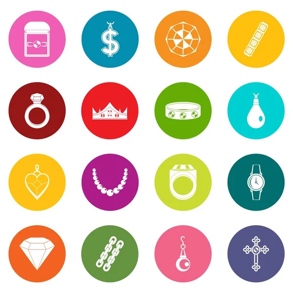 Smycken objekt ikoner många färger ställa — Stock vektor