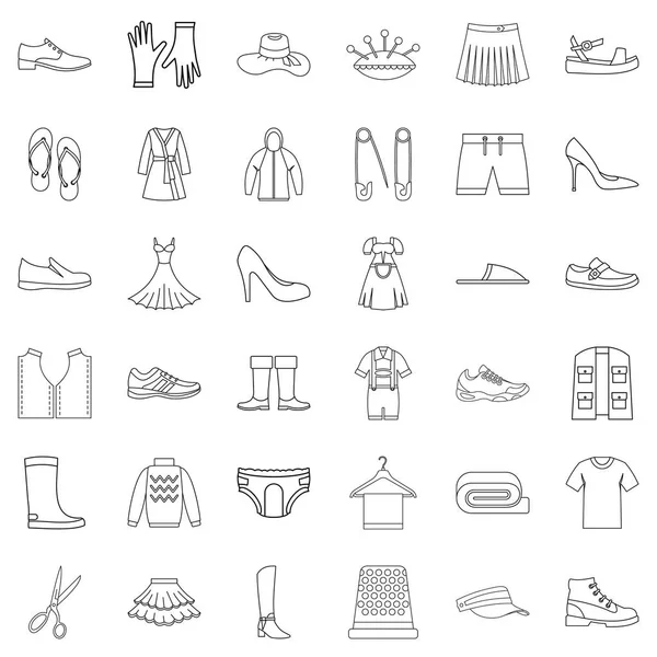 Shoe icons set, outline style — Stock Vector
