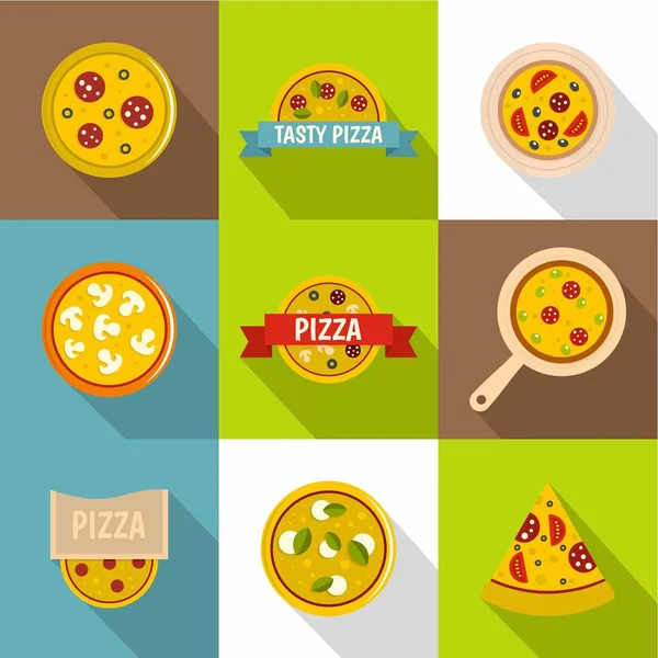 Pizza sklep ikony ustaw, prosty styl — Wektor stockowy