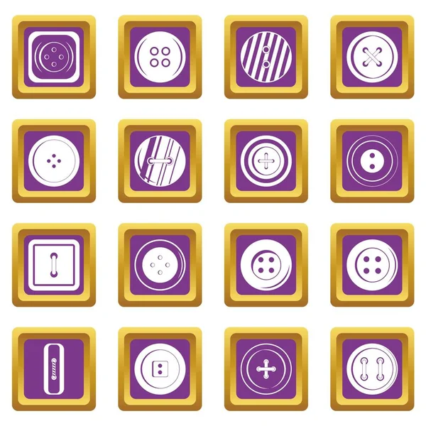 Conjunto de iconos de botón de ropa morado — Vector de stock