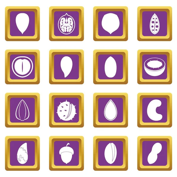 De pictogrammen van de noten instellen paars — Stockvector
