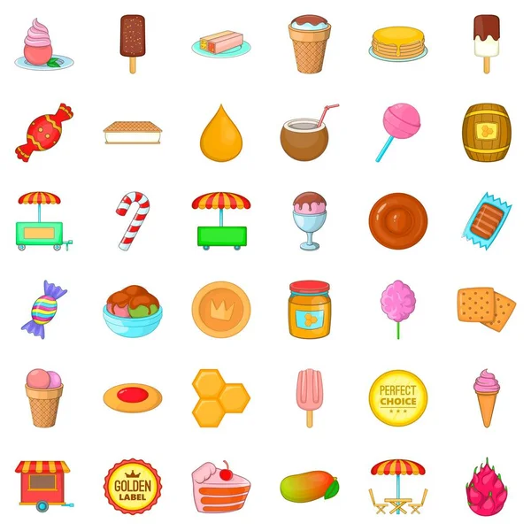 Dessert icons set, cartoon style — Stock Vector