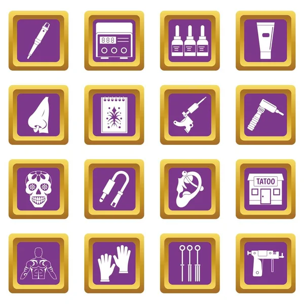 Dövme salonu simgeler mor ayarla