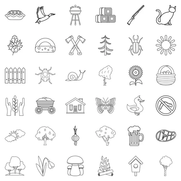 Country icons set, outline style — Stock Vector