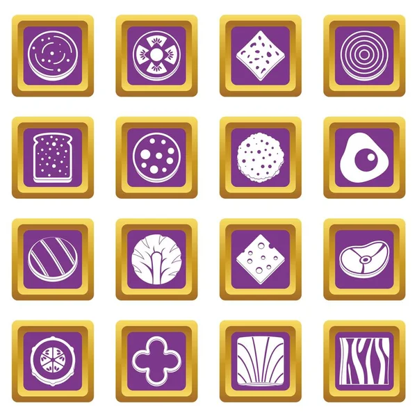 Dilim gıda madde simgeleri mor ayarla