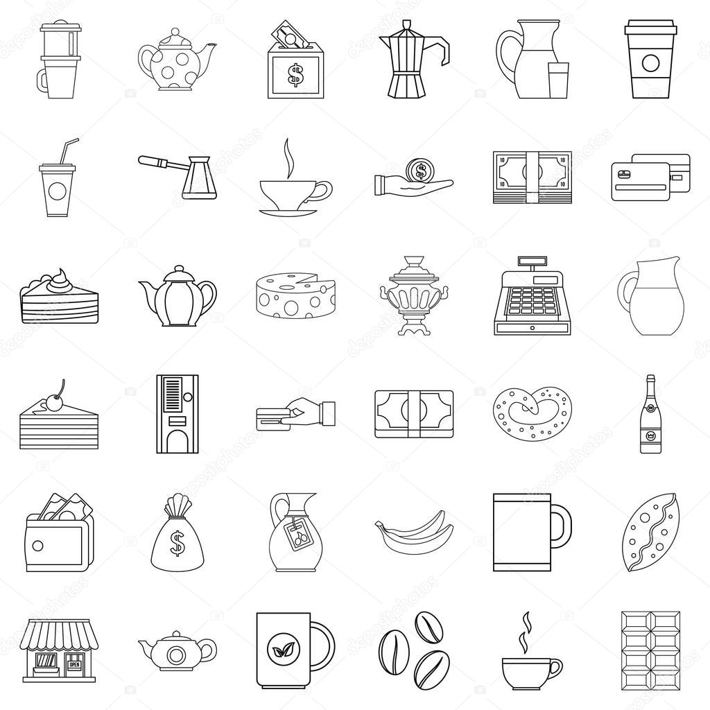 Cezve icons set, outline style