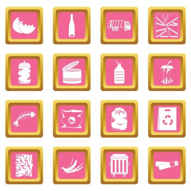 Atık ve çöp simgeleri pembe