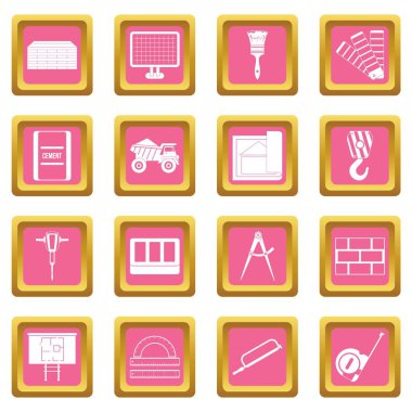 İnşaat simgeler pembe