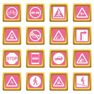 Simgeler pembe yol işareti ayarla