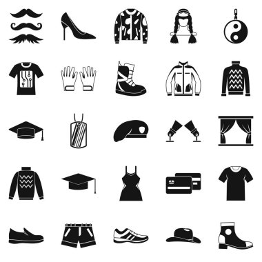 Bıyık Icons set. Beyaz arka plan üzerinde izole web için 25 bıyık vektör simge kümesi çizgi film