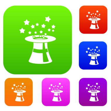 Yıldız ile sihirli şapka koleksiyonu ayarla