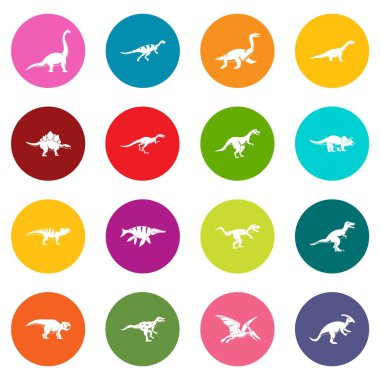 Çok renkli dinozor Icons set
