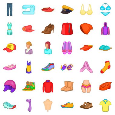 Elbise simgeler ayarla, tarzı çizgi film