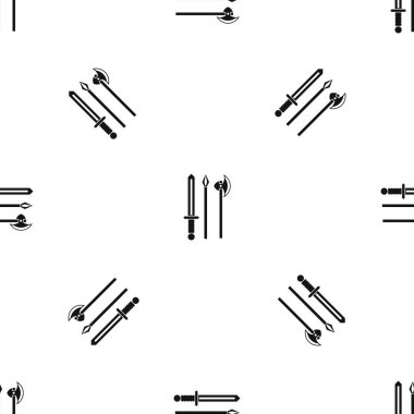Eski silah kılıç, çekme ve balta sorunsuz siyah desen