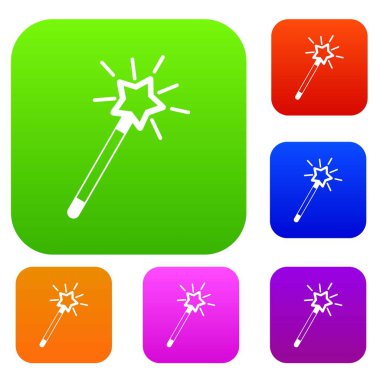 Sihirli değnek farklı renklerde izole vektör çizim içinde simge seti. Prim toplama