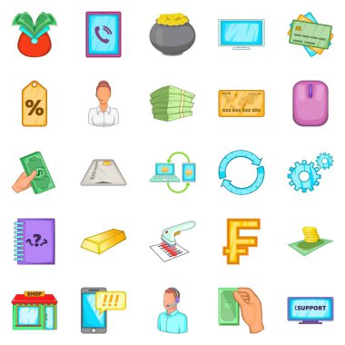 Para birimi simgeleri seti, karikatür tarzı