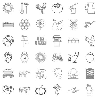 Yel değirmeni Icons set, anahat stili