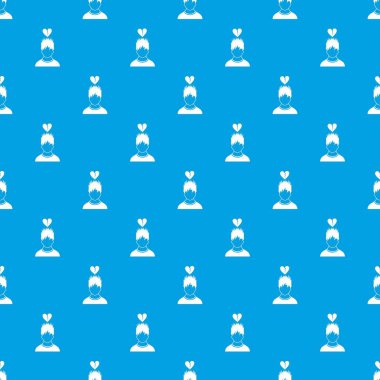 Adam baş desen kesintisiz mavi üzerinde kırık kırmızı kalpli