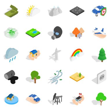 Yanıcı Icons set, izometrik stili