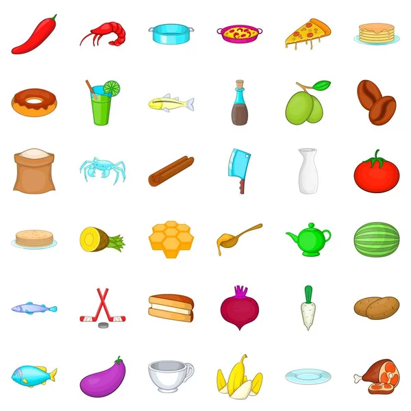 Conjunto de iconos de cocina, estilo dibujos animados — Vector de stock