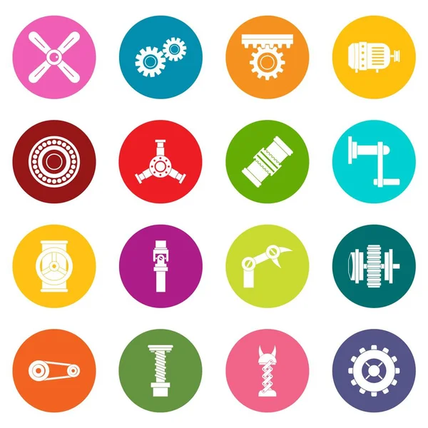 Kit de mécanismes Techno icônes de nombreux jeux de couleurs — Image vectorielle