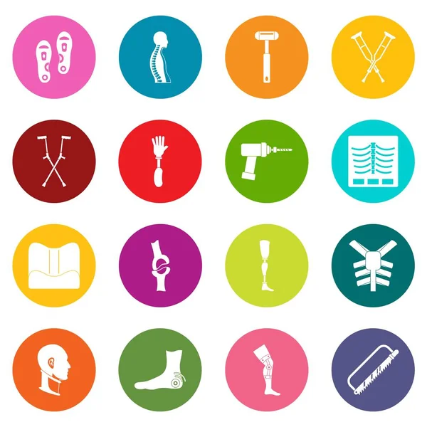 Çok renkli Ortopedi protez Icons set