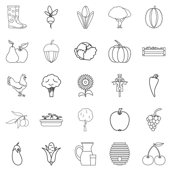 Area icons set, outline style — Stock Vector