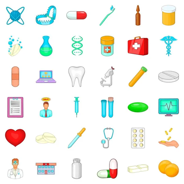 Stethoscoop iconen set, cartoon stijl — Stockvector