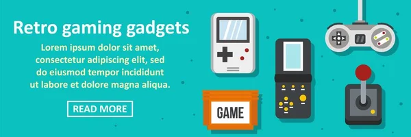 Gadgets de jeu rétro bannière concept horizontal — Image vectorielle